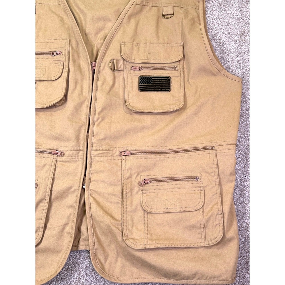 HQ Issue Tactical Vest Men L Tan Multi-Pocket Utility Hunting Fishing Gorpcore - Picture 5 of 14